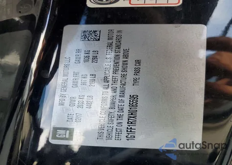 2017 Chevrolet Camaro Ss from USA, damaged, VIN 1G1FF1R7XH0185595